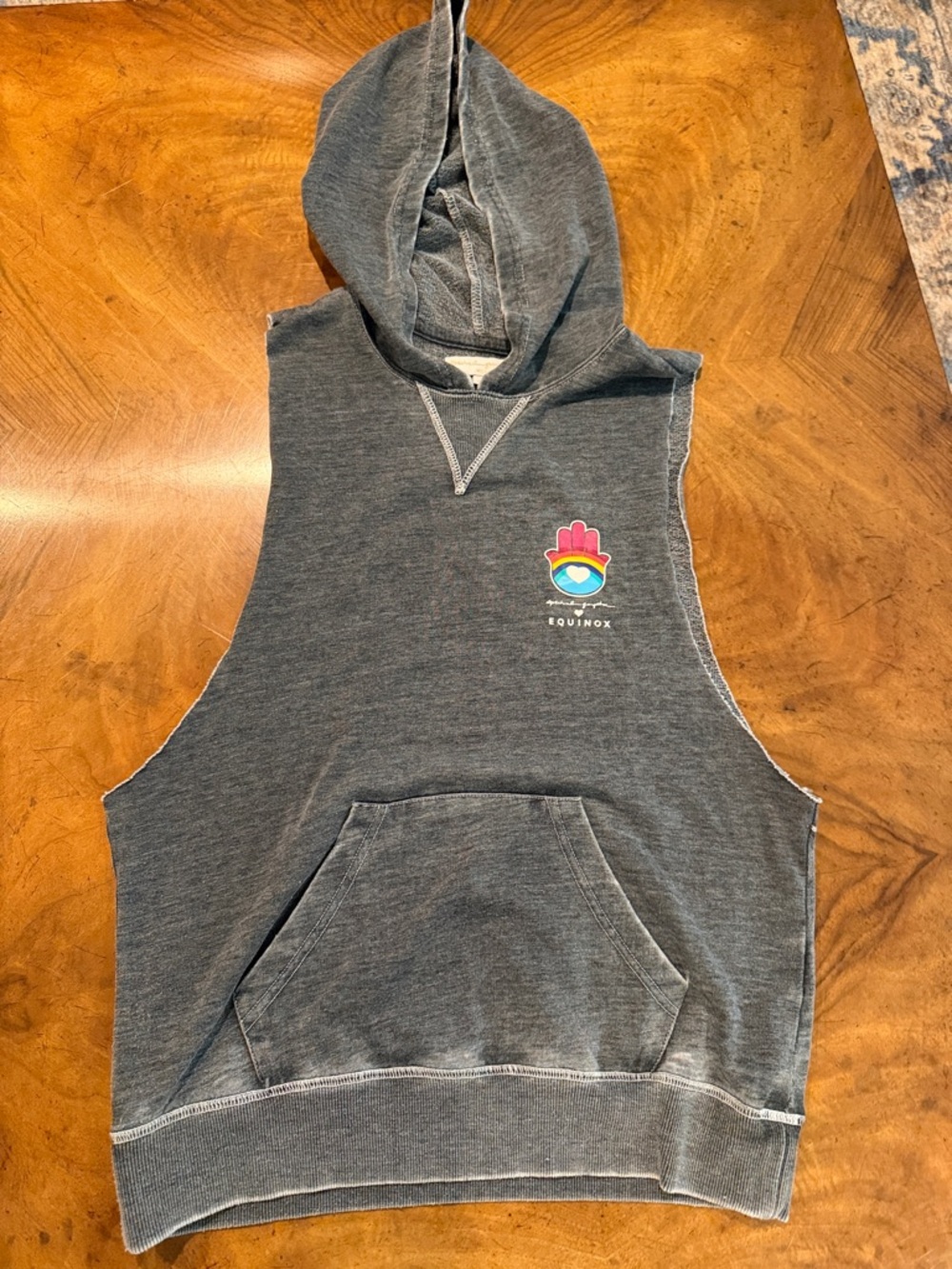 Spiritual Gangster Gray Sleeveless Hoodie with Colorful Equinox Patch